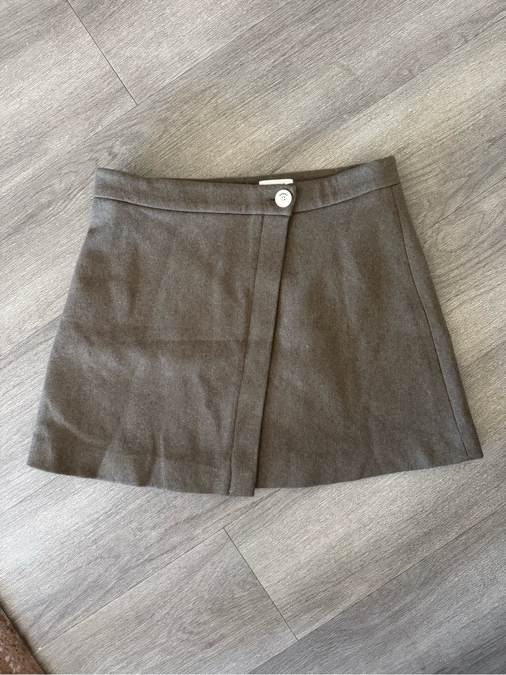 Sandro Olive Green A-Line Wrap Mini Skirt